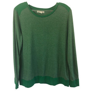 Liz Claiborne Green Striped Long Sleeve Pullover